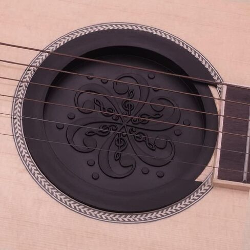 TUOREN 2PCS Soundhole Cover + String Silencer Rubber Acoustic Guitar Mute Silencer Feedback Buster Fit 4 inch Soundhole (Brown) in Kuwait