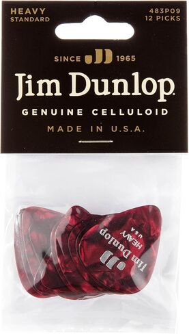 JIM DUNLOP Classic Celluloid Red Pearloid Guitar Picks, Heavy, 12 Pack in Saudi Arabia