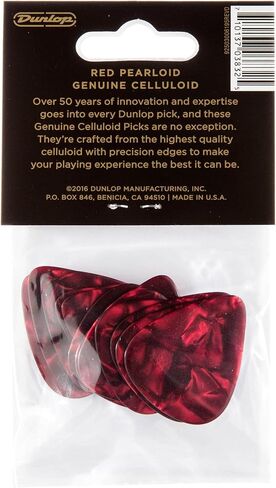JIM DUNLOP Classic Celluloid Red Pearloid Guitar Picks, Heavy, 12 Pack in Saudi Arabia