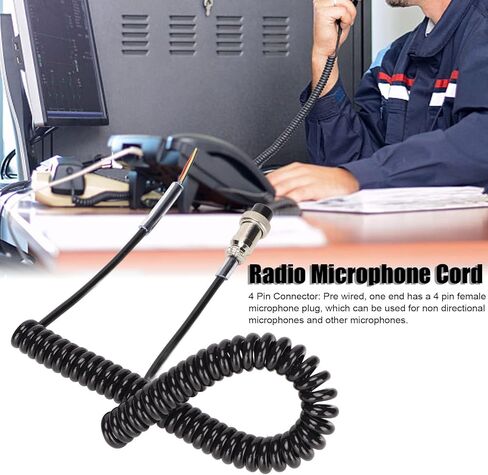 GOWENIC CB/HAM Radio Microphone Cable Replacement, Handy Extension Microphone Cord with Prewired 4 Pin Connector, Radio Transceiver Equipment Microphone Reinforced Cable, Extendable 180cm/70.8in in Saudi Arabia