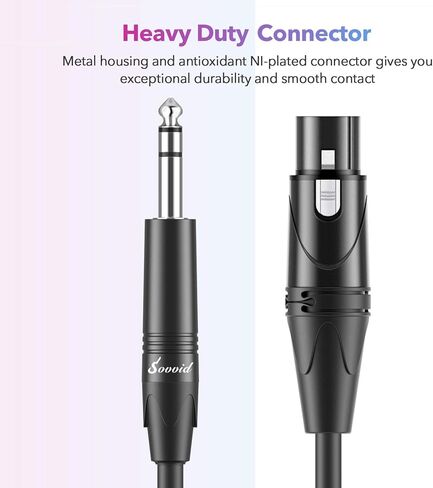 Sovvid أنثى XLR إلى 1/4 (6.35 مم) TRS جاك كابل ميكروفون متوازن 10FT، TRS إلى XLR أنثى كابل سلك ميكروفون للميكروفون الديناميكي in Kuwait