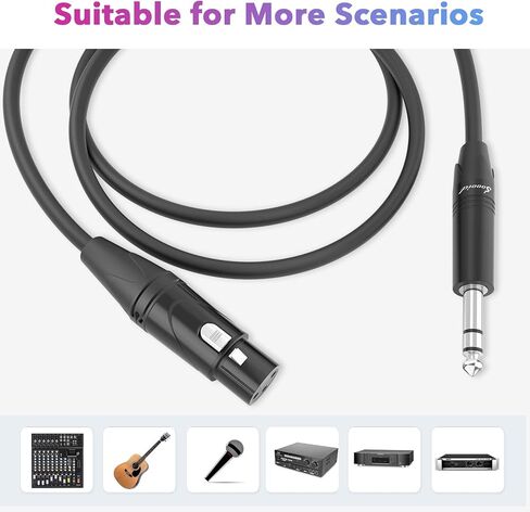 Sovvid أنثى XLR إلى 1/4 (6.35 مم) TRS جاك كابل ميكروفون متوازن 10FT، TRS إلى XLR أنثى كابل سلك ميكروفون للميكروفون الديناميكي in Kuwait