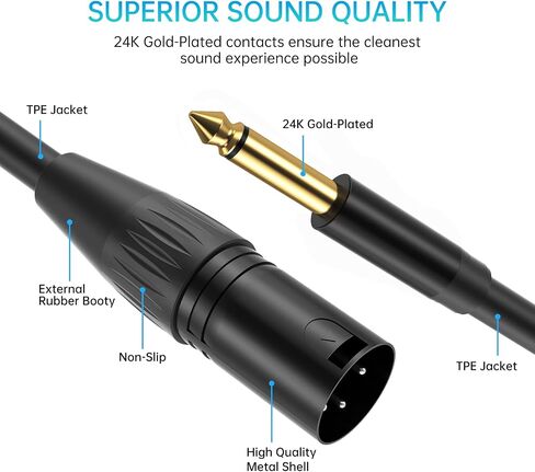 Yinker XLR to 3.5mm - 10ft/1pack, 1/8 Inch TRS to XLR Female Balanced Stereo Microphone Cable 1/8 to XLR Mic Cord in Kuwait
