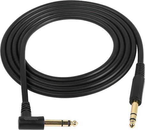 CERRXIAN 1/4 Inch Guitar Instrument Cable, Right Angle 6.35mm Male TRS to 6.35mm Male TRS Stereo Audio Cable for Bass,Keyboard,Mixer,Amp,Electric Guitar (0.5m, Black) in Kuwait