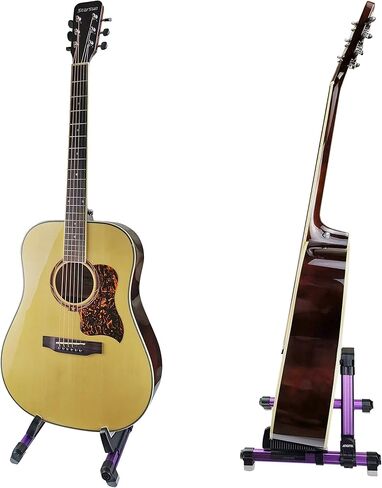 حامل جيتار قابل للطي، حامل جيتار مي لاند عالمي باطار A، مسند جيتار قابل للتعديل ومحمول للجيتار الكلاسيكي والجيتار الصوتي والجيتار الكهربائي والباس والقيثارة مثالي للمسرح والمنزل من البولي يوريثان in Kuwait