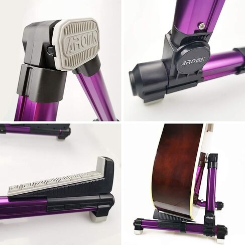 حامل جيتار قابل للطي، حامل جيتار مي لاند عالمي باطار A، مسند جيتار قابل للتعديل ومحمول للجيتار الكلاسيكي والجيتار الصوتي والجيتار الكهربائي والباس والقيثارة مثالي للمسرح والمنزل من البولي يوريثان in Kuwait