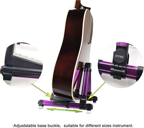 حامل جيتار قابل للطي، حامل جيتار مي لاند عالمي باطار A، مسند جيتار قابل للتعديل ومحمول للجيتار الكلاسيكي والجيتار الصوتي والجيتار الكهربائي والباس والقيثارة مثالي للمسرح والمنزل من البولي يوريثان in Kuwait