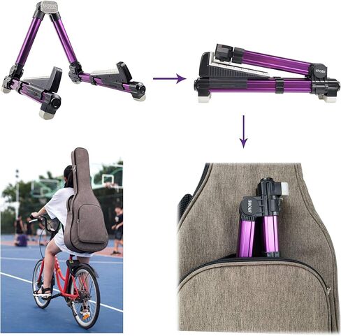 حامل جيتار قابل للطي، حامل جيتار مي لاند عالمي باطار A، مسند جيتار قابل للتعديل ومحمول للجيتار الكلاسيكي والجيتار الصوتي والجيتار الكهربائي والباس والقيثارة مثالي للمسرح والمنزل من البولي يوريثان in Kuwait