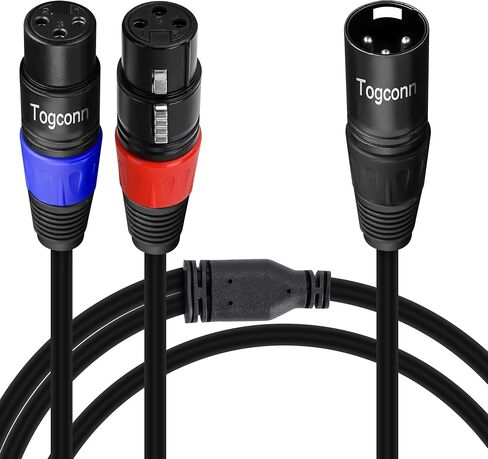 Togconn XLR Splitter Microphone Cable, XLR Female to Dual Male Y Splitter Adapter, XLR-F to Two XLR-M, 3-Pin Balanced Mic Connector Converter Cable-2 Feet in Kuwait