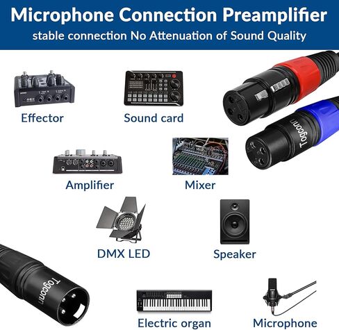 Togconn XLR Splitter Microphone Cable, XLR Female to Dual Male Y Splitter Adapter, XLR-F to Two XLR-M, 3-Pin Balanced Mic Connector Converter Cable-2 Feet in Kuwait
