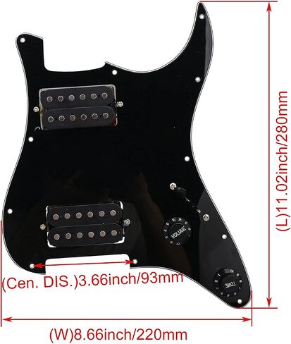 Yibuy 3 طبقات أسود محملة Pickguard HH Set Dual Humbuckers للغيتار الكهربائي in Saudi Arabia
