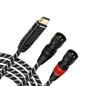 NCGGY 1/4 بوصة TRS ذكر إلى ثنائي XLR ذكر، سلك كابل ميكروفون ستيريو غير متوازن على شكل حرف Y ينطبق على الميكروفون ومكبر الصوت ووحدة التحكم الصوتية، إلخ 16 قدم in Kuwait