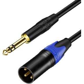 HUYEOOG 6.35 mm 1/4 Inch TRS Male to XLR Male Audio Stereo Mic Cable Gold Plated 1/4 Inch Male to XLR Male Balanced Cable for Microphones, Speakers, Stage, DJ and More (4Feet)