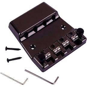 Ogdni Bass Guitar Bridge 4 String with Tool Set Hardtail Saddle Bridge for Bass Guitar Parts (Chrome)