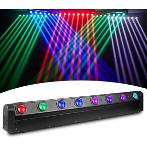 8 عين LED شريط شعاع ضوء الرأس المتحرك - ضوء المسرح 8 × 12 وات شعاع ستروب مثل العنكبوت RGBW 4IN1 DMX 512 والصوت المنشط 180 درجة إمالة إضاءة DJ إضاءة DJ للمسرح KTV Club Ball Disco Event