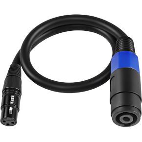 XMSJSIY Speakon to XLR Cable Audio Jack Speakon Plug Female to XLR 3Pin Male Speaker Extension Cable Microphone Mic Wire with Twist Lock for Amplifier Pro DJ PA Stage -0.5M/1.6FT