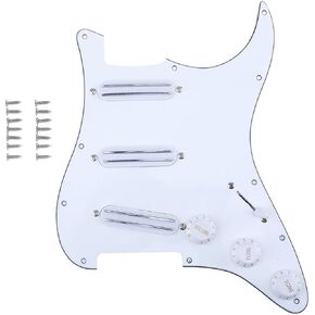Musiclily 11-Hole SSS Prewired Loaded Pickguard with Dual Hot Rail High Output Pickups Set for Fender Squier Strat Electric Guitar, 3Ply Black