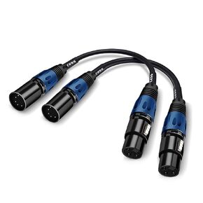 Seefeful 3 دبوس XLR أنثى إلى 5 دبوس XLR ذكر كابل الصوت للميكروفون DMX تحول ضوء المرحلة، XLR3Fto XLR5M كابل محول 11.8 بوصة / 2 حزمة