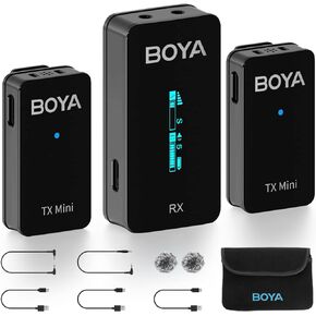 BOYA by-XM6 S2 2.4 جيجا هرتز Cilp على ميكروفون لاسلكي Lavalier لكاميرات Canon Nikon Sony DSLR وكاميرا الفيديو Android القابلة لإعادة الشحن وميكروفون لتسجيل الفيديو ومقابلة YouTube in Kuwait