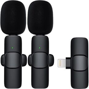 ميكروفونات Z Innovations Lightning Wireless Lavalier لأجهزة iPhone 14 13 12 XS XR X 8 7 Pro Max iPad - جودة صوت واضحة للغاية للتسجيل والبث المباشر ويوتيوب وفيسبوك وتيك توك (عبوتان) in Kuwait