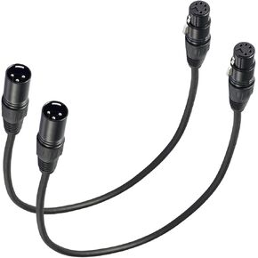 MFL. 20 Inches 5 Pin DMX Cable to 3 Pin DMX Cable (3-Pin Female to 5-Pin Male) Signal XLR Male to Female Cable Wire for Stage Lighting Microphone Adapter Cable, 110 Ohms Impedance, Black, Pack of 2