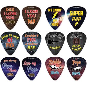 Creanoso Dad Love You 3000 Guitar Picks (12-Pack) - Premium Music Gifts & Guitar Accessories for Husband Dad Boys Son Men Him Boyfriend Musician Gift – Medium Gauge Celluloid – Best Dad Gifts in Saudi Arabia