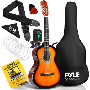 Pyle 36'' -Inch 6-String Classic Guitar-3/4 Size Scale Guitar with Digital Tuner & Accessory Kit, (Sunburst), Right (PGACLS82SUN.X9) in Kuwait