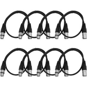 Seismic Audio - SAXLX-2-8 Pack of 2' Black XLR Male to XLR Female Patch Cables - Balanced - 2 Foot Patch Cords in Saudi Arabia