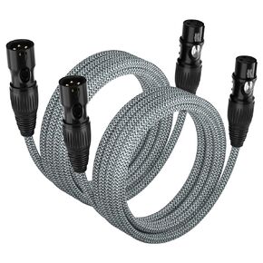 كابل huaham XLR 2 حزمة بطول 10 أقدام، كابل ميكروفون من النايلون المضفر XLR ذكر إلى أنثى كابل ميكروفون XLR متوازن 3 دبابيس متوافق مع الخلاط واستوديو التسجيل وأنظمة السماعات والمزيد