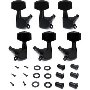 Metallor Sealed String Tuning Pegs Keys Machines Heads Tuners 3L 3R Electric Guitar Acoustic Guitar Parts Replacement Black.(Black)