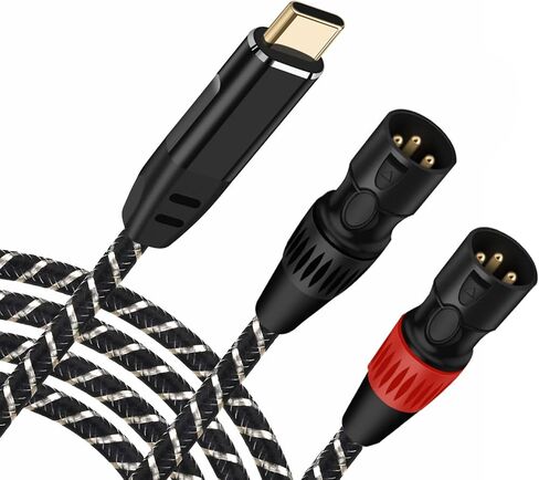 NCGGY 1/4 بوصة TRS ذكر إلى ثنائي XLR ذكر، سلك كابل ميكروفون ستيريو غير متوازن على شكل حرف Y ينطبق على الميكروفون ومكبر الصوت ووحدة التحكم الصوتية، إلخ 16 قدم in Kuwait