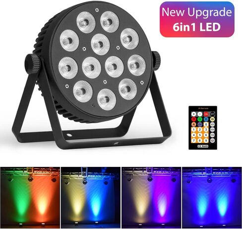 RIUKOE Led أضواء للمسرح الاسمية ضوء غسل DJ الإضاءة DMX RGBWAUV 6in1 الصوت المنشط Uplighting للحزب ، عيد الميلاد ، النادي ، الزفاف in Kuwait