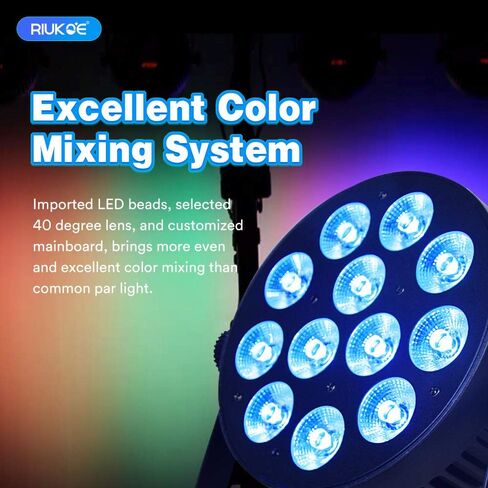 RIUKOE Led أضواء للمسرح الاسمية ضوء غسل DJ الإضاءة DMX RGBWAUV 6in1 الصوت المنشط Uplighting للحزب ، عيد الميلاد ، النادي ، الزفاف in Kuwait