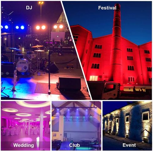 RIUKOE Led أضواء للمسرح الاسمية ضوء غسل DJ الإضاءة DMX RGBWAUV 6in1 الصوت المنشط Uplighting للحزب ، عيد الميلاد ، النادي ، الزفاف in Kuwait