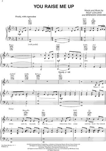 You Raise Me Up: Piano/Vocal/Chords, Sheet in Saudi Arabia