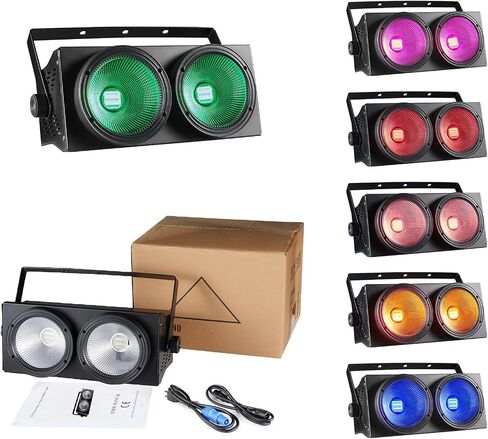 200W LED Blinder Stage Par Light مع COB Light، 2-Head بارد ودافئ أبيض 2 in1 LED Stage Audience Light DJ Wash Light Stage Lighting Party Disco Light، 2x100W RGBWA DMX LED Blinder Light in Kuwait
