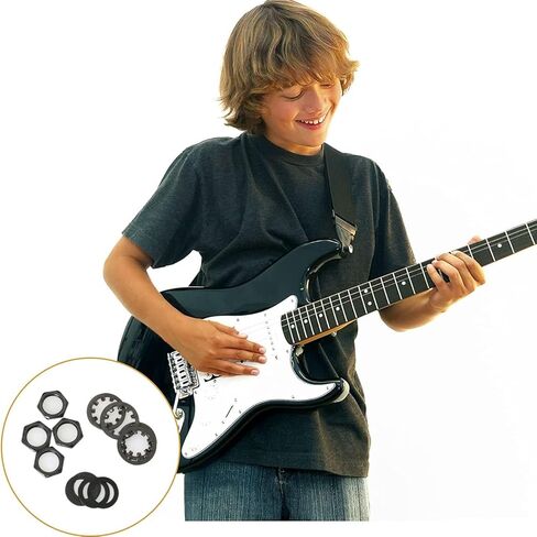 DGBRSM 4 Sets 3/8" Guitar Nut Flat Washer and Locking Washer Metal Hex Nut for US CTS Pots and Jacks, Black in Kuwait