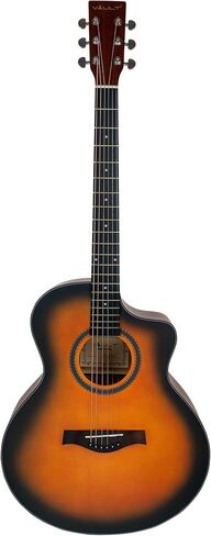 Vault EA-40 Left-Handed Full-Size Solid Spruce Top Cutaway Acoustic Guitar - Sunburst Bundle with Gig Bag, Tuner, Picks, Strap, and Polishing Cloth in Kuwait