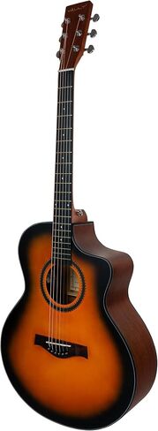 Vault EA-40 Left-Handed Full-Size Solid Spruce Top Cutaway Acoustic Guitar - Sunburst Bundle with Gig Bag, Tuner, Picks, Strap, and Polishing Cloth in Kuwait