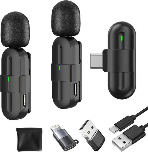MYBESTFURN Wireless Lavalier Microphone for iPhone iPad, Android Phone,Professional Lapel Mics with Clearer Audio, Mini Microphone for Video Recording, YouTube, Interview, Tiktok, Vlog（2 Pack） in Saudi Arabia