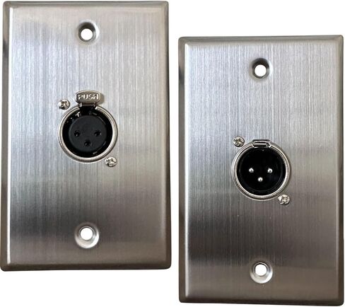 XLR Wall Plate, XLR Plugs and Plates, includes Two Dual 3-pin XLR Female Wall Plate, XLR Passthrough - Stainless Steel (Dual Port XLR Female) in Kuwait