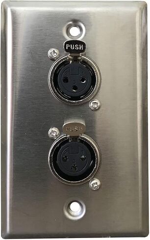 XLR Wall Plate, XLR Plugs and Plates, includes Two Dual 3-pin XLR Female Wall Plate, XLR Passthrough - Stainless Steel (Dual Port XLR Female) in Kuwait