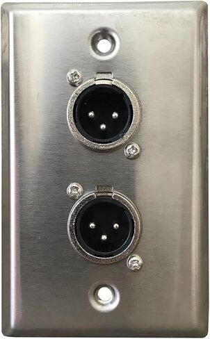 XLR Wall Plate, XLR Plugs and Plates, includes Two Dual 3-pin XLR Female Wall Plate, XLR Passthrough - Stainless Steel (Dual Port XLR Female) in Kuwait