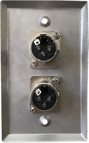 XLR Wall Plate, XLR Plugs and Plates, includes Two Dual 3-pin XLR Female Wall Plate, XLR Passthrough - Stainless Steel (Dual Port XLR Female) in Kuwait