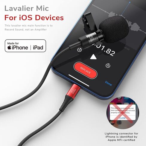 ميكروفون PIXEL اللاسلكي Lavalier لأجهزة iPhone iPad، وميكروفونات التوصيل المعتمدة من MFi، ميكروفون صغير ذو طية صدر السترة مع جهازي إرسال وجهاز استقبال واحد لتسجيل الفيديو، ومدونة الفيديو، والمقابلة، وTiktok، واليوتيوب in Saudi Arabia