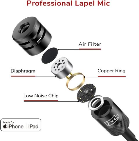 ميكروفون PIXEL اللاسلكي Lavalier لأجهزة iPhone iPad، وميكروفونات التوصيل المعتمدة من MFi، ميكروفون صغير ذو طية صدر السترة مع جهازي إرسال وجهاز استقبال واحد لتسجيل الفيديو، ومدونة الفيديو، والمقابلة، وTiktok، واليوتيوب in Saudi Arabia