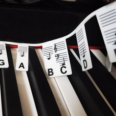 دليل Fansoun Piano Notes للمبتدئين، ملصقات لوحة مفاتيح البيانو القابلة للإزالة للتعلم، بحجم كامل 88 مفتاحًا، مصنوعة من السيليكون، قابلة لإعادة الاستخدام وهدايا البيانو للمبتدئين in Kuwait