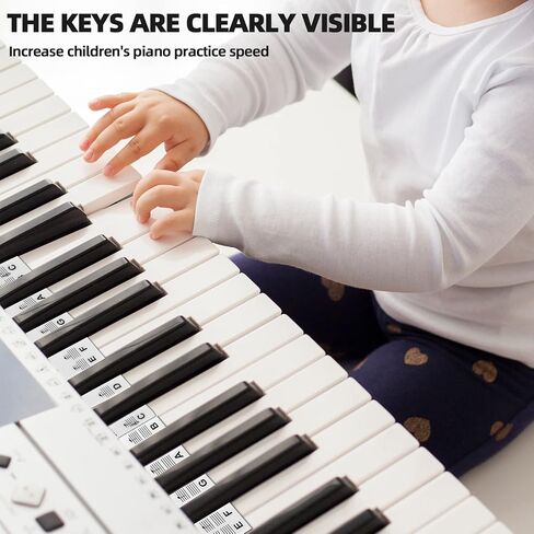 دليل Fansoun Piano Notes للمبتدئين، ملصقات لوحة مفاتيح البيانو القابلة للإزالة للتعلم، بحجم كامل 88 مفتاحًا، مصنوعة من السيليكون، قابلة لإعادة الاستخدام وهدايا البيانو للمبتدئين in Kuwait