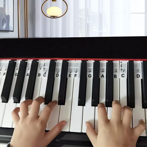 دليل Fansoun Piano Notes للمبتدئين، ملصقات لوحة مفاتيح البيانو القابلة للإزالة للتعلم، بحجم كامل 88 مفتاحًا، مصنوعة من السيليكون، قابلة لإعادة الاستخدام وهدايا البيانو للمبتدئين in Kuwait
