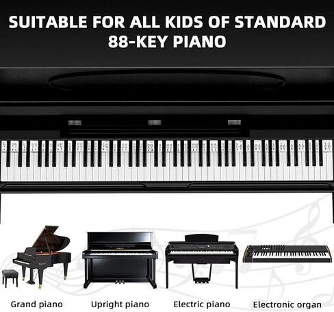 دليل Fansoun Piano Notes للمبتدئين، ملصقات لوحة مفاتيح البيانو القابلة للإزالة للتعلم، بحجم كامل 88 مفتاحًا، مصنوعة من السيليكون، قابلة لإعادة الاستخدام وهدايا البيانو للمبتدئين in Kuwait